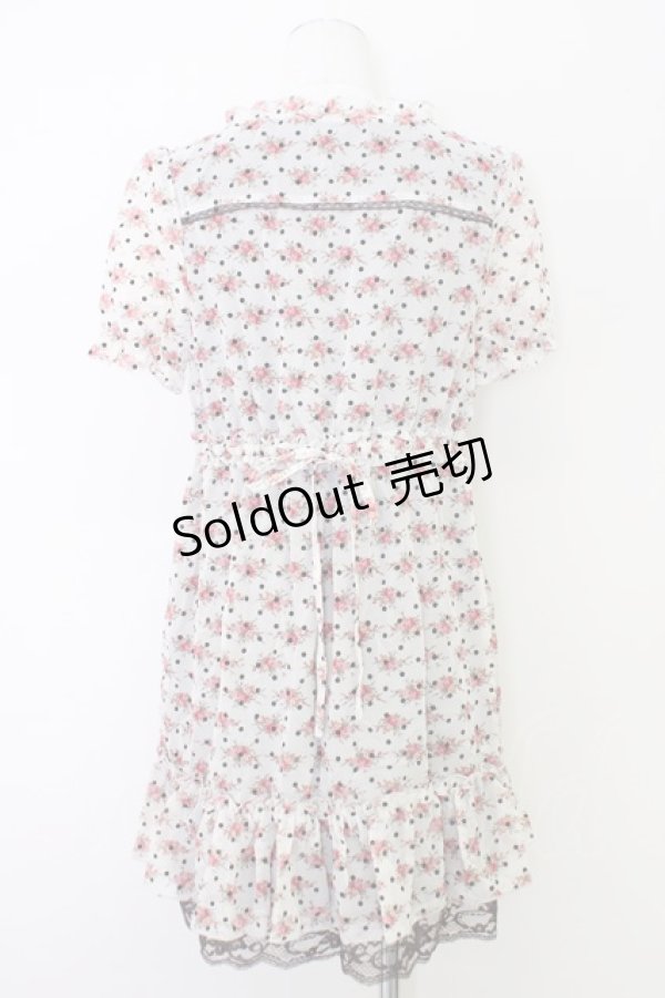画像2: axes femme / 小花×ドットフロッキーワンピース M アカｘブラウン T-24-07-22-034-AX-OP-SZ-ZT267 (2)