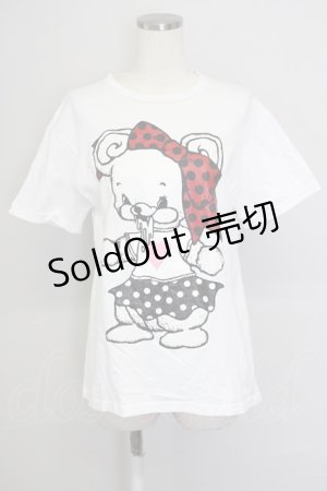 画像: yaponskii / よだれベアTシャツ  白 T-24-08-04-005-PU-PA-SZ-ZT344