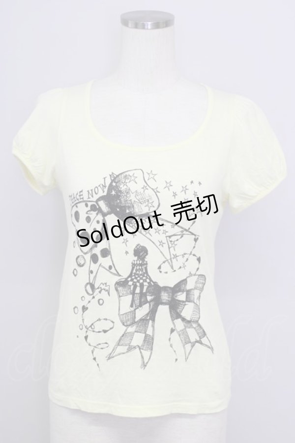 画像1: PEACE NOW / リボン&ガールプリント半袖カットソー  イエローｘ黒 T-24-08-09-007-PU-TO-SZ-ZT316 (1)
