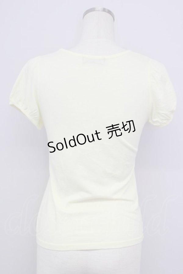 画像2: PEACE NOW / リボン&ガールプリント半袖カットソー  イエローｘ黒 T-24-08-09-007-PU-TO-SZ-ZT316 (2)