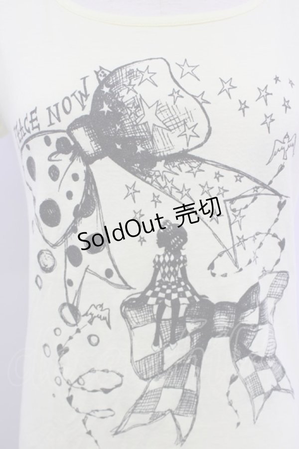 画像3: PEACE NOW / リボン&ガールプリント半袖カットソー  イエローｘ黒 T-24-08-09-007-PU-TO-SZ-ZT316 (3)
