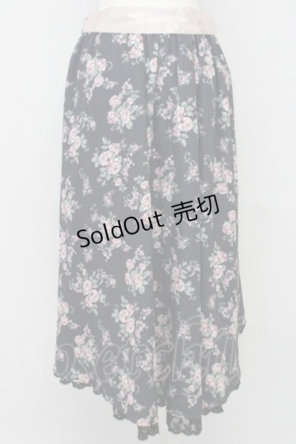 画像2: axes femme Red label / ブーケ柄フィッシュテールスカート  黒 T-24-08-14-029-PU-SK-AS-ZT229 (2)