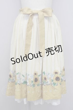 画像: axes femme POETIQUE / ヒマワリブーケストライプスカート  イエロー T-24-08-14-008-AX-SK-AS-ZT084
