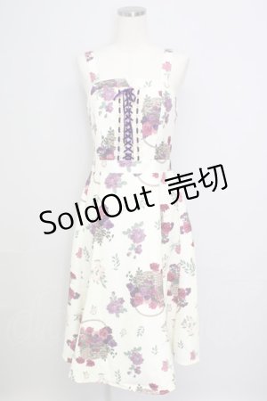 画像: axes femme / バスケットブーケ柄ジャンスカ M クリーム T-24-08-24-039-AX-OP-SZ-ZT075