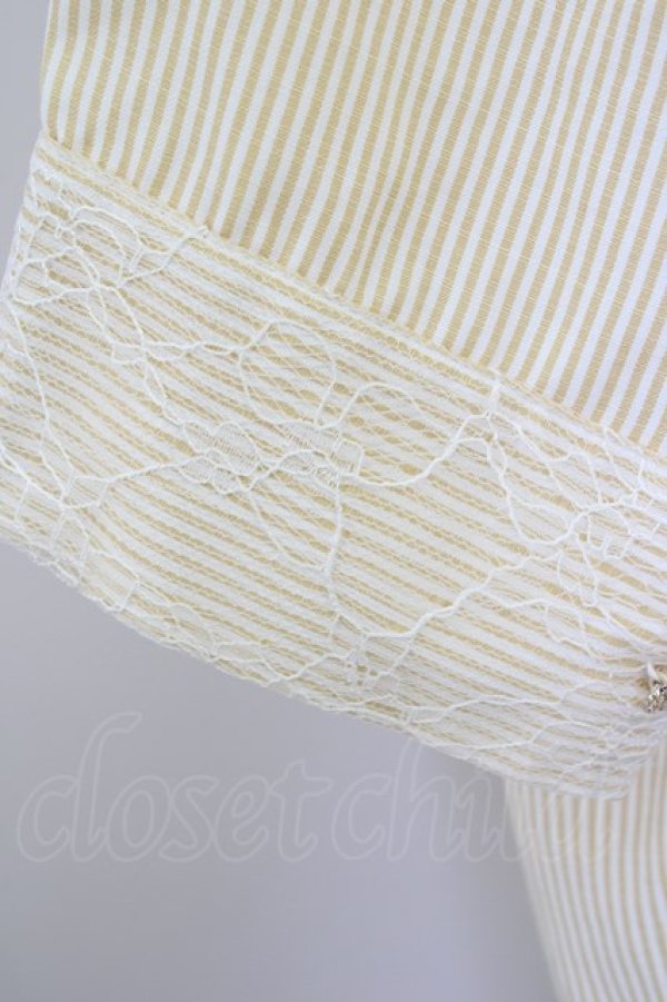 画像3: axes femme / レース使いストライプシャツ  イエロー T-24-09-04-003-AX-BL-AS-ZT106 (3)