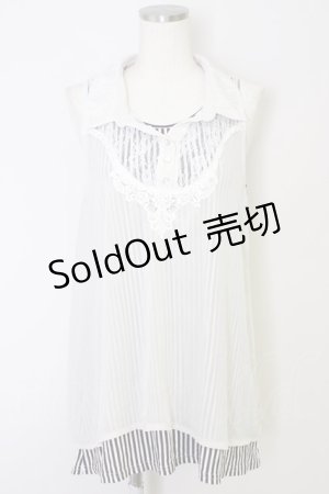 画像: axes femme / ノースリーブブラウス  オフｘ黒ｘ白 T-24-09-04-005-AX-BL-AS-ZT106