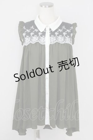 画像: axes femme / ノースリーブブラウス  カーキ T-24-09-04-007-AX-BL-AS-ZT106