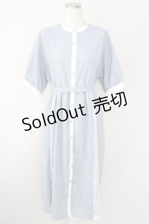 画像: axes femme / レース切替シャツワンピース  サックス T-24-09-04-012-AX-OP-AS-ZT106