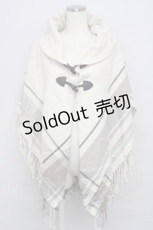 画像: axes femme / サイドラインチェックポンチョ  ベージュ T-24-09-18-006-AX-TO-SZ-ZT356