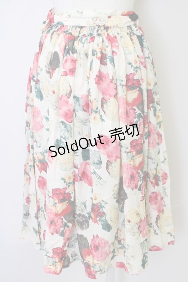 画像2: 【SALE】an another angelus / 水彩画プリントスカート  アイボリーＸ赤Ｘ黒 T-24-11-03-017-CA-SK-HD-ZT163 (2)