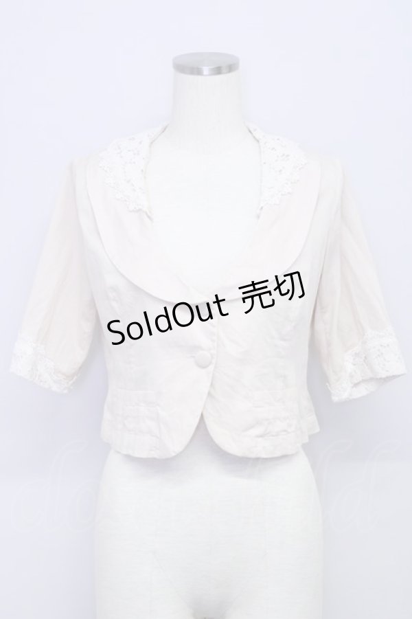 画像1: 【SALE】an another angelus / レース襟半袖ジャケット  アイボリーＸ白 T-24-11-07-027-CA-JA-HD-ZT144 (1)