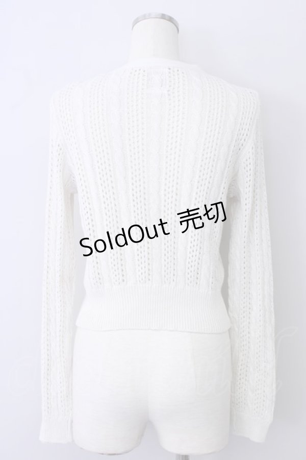 画像2: F&A / ローズ刺繍透かし編みカーディガン  アイボリーＸ青 T-24-11-07-035-LO-SK-HD-ZT144 (2)