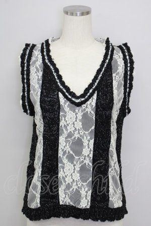 画像: axes femme /  ニットベスト  黒 T-24-11-10-001-AX-TO-AS-ZT156