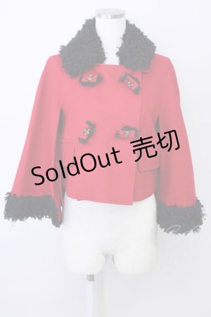 画像: 【SALE】Jane Marple / COATファー襟ショートケープコート  赤 T-24-11-13-011-JM-CO-AS-ZTC060