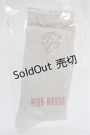 画像: PINK HOUSE / リボンロゴソックス  ピンク T-24-11-27-055-LO-ZA-SA-ZT432