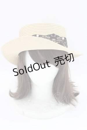 画像: axes femme / レースリボンカンカン帽  アイボリーＸ黒 T-24-12-03-022-AX-AC-SA-ZT-K007