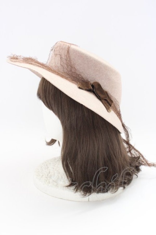 画像3: an another angelus / リボンチュール重ね大ぶりハット  ピンクＸブラウン T-24-12-03-024-CA-AC-SA-ZT-K007 (3)