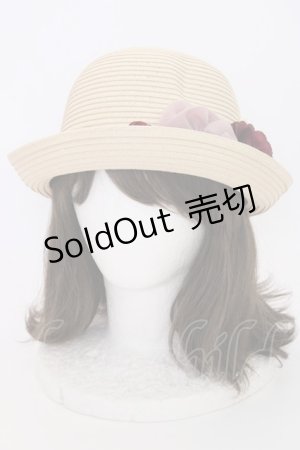 画像: axes femme / フラワーリボン麦わらハット  アイボリー T-24-12-03-004-AX-AC-SA-ZT-K007