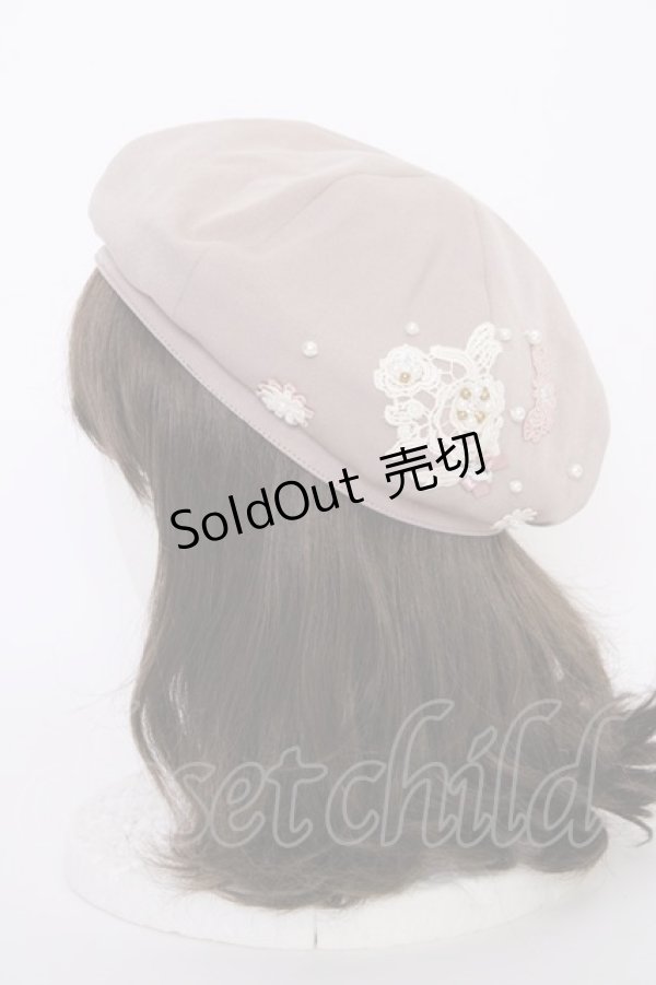 画像2: axes femme / レースモチーフ付ベレー  アワピンク T-24-12-03-012-AX-AC-SA-ZT-K007 (2)