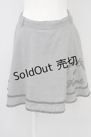 画像: Fi.n.t / シェパードチェックリボン刺繍スカート  ブラック T-24-12-12-014-CA-SK-HD-ZT086