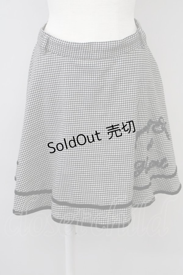 画像1: Fi.n.t / シェパードチェックリボン刺繍スカート  ブラック T-24-12-12-014-CA-SK-HD-ZT086 (1)
