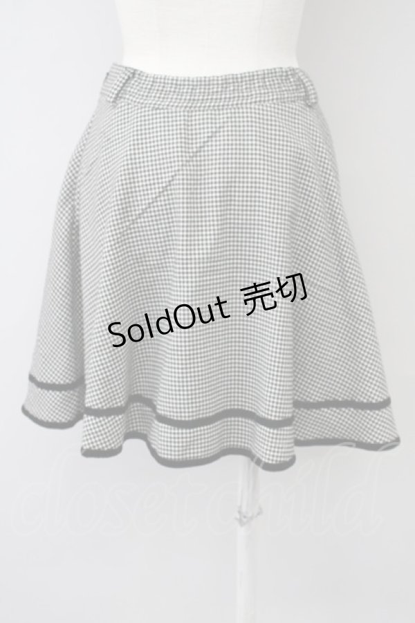 画像2: Fi.n.t / シェパードチェックリボン刺繍スカート  ブラック T-24-12-12-014-CA-SK-HD-ZT086 (2)