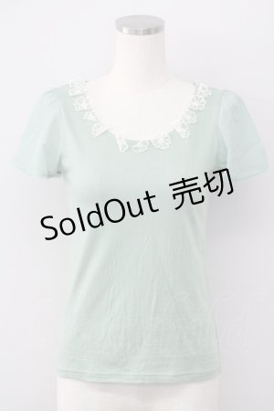 画像: 【SALE】F i.n.t / フラワーモチーフ&シースルー袖トップス  グリーン T-24-12-13-004-CA-TO-HD-ZT104