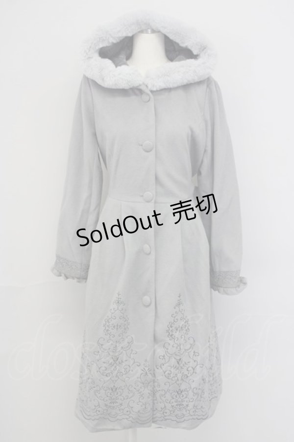 画像1: axes femme / パネル刺繍Ａラインコート M グレー T-24-12-15-006-AX-CO-SZ-ZT-C050 (1)