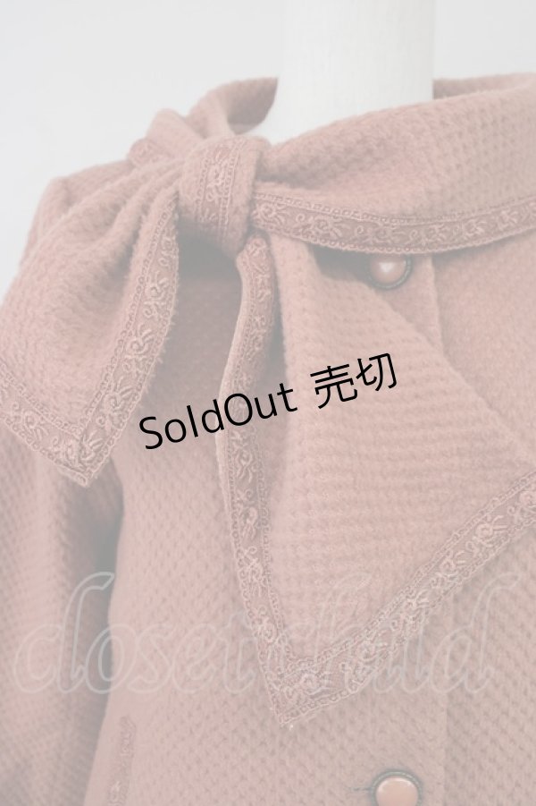 画像4: axes femme / 首元リボン裾レースコート M オレンジ T-24-12-16-007-AX-CO-SZ-ZT-C048 (4)