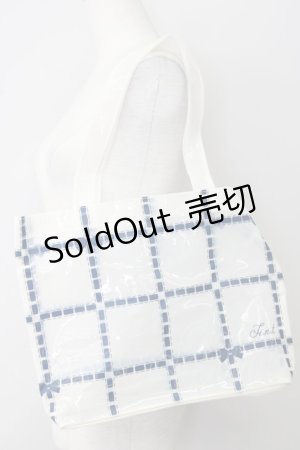 画像: 【SALE】Fi.n.t / クリアチェックトート  アイボリーＸ紺 T-24-12-24-017-CA-BG-HD-ZT-K013