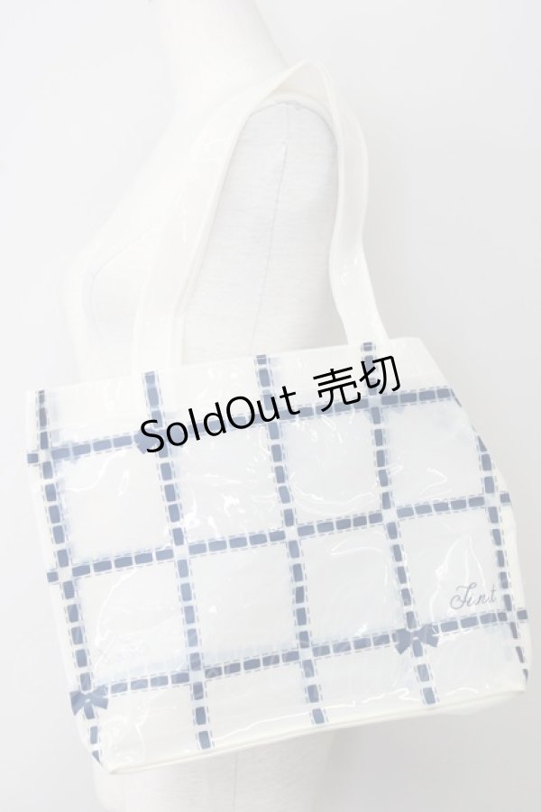 画像1: 【SALE】Fi.n.t / クリアチェックトート  アイボリーＸ紺 T-24-12-24-017-CA-BG-HD-ZT-K013 (1)