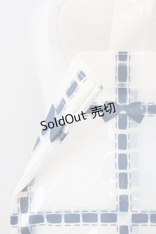 画像3: 【SALE】Fi.n.t / クリアチェックトート  アイボリーＸ紺 T-24-12-24-017-CA-BG-HD-ZT-K013 (3)