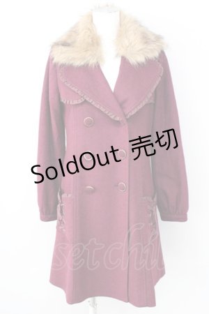 画像: axes femme / ファー衿ポケットレースアップコート M ワイン T-24-12-26-022-AX-CO-SZ-ZT-C051