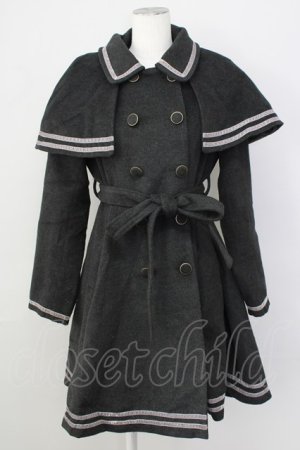 画像: axes femme POETIQUE / Aラインケープ付きコート M 黒 T-24-12-26-024-AX-OP-SZ-ZT-C051