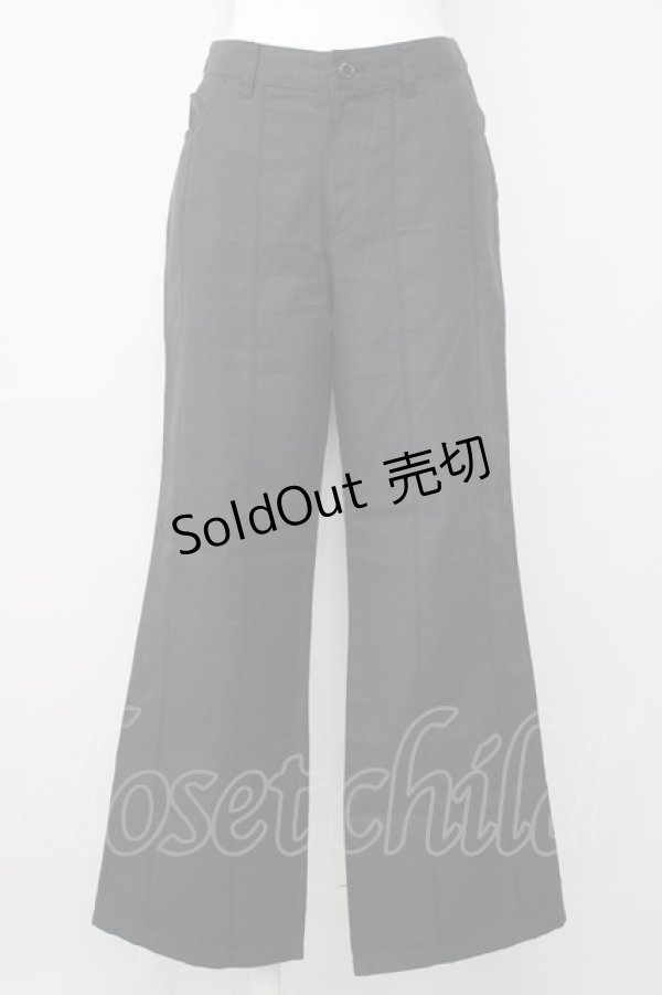 画像1: INGEBORG / 縦刺繍ラインパンツ S 黒 T-24-12-27-014-LO-PA-SA-ZT406 (1)