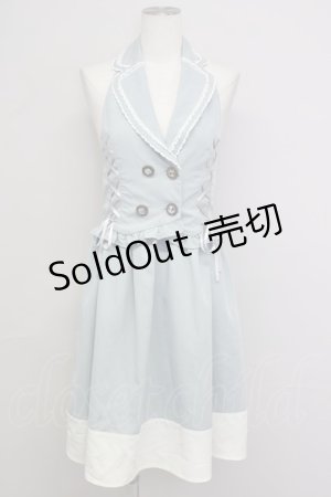 画像: axes femme / ダブルボタンベスト付きワンピース  サックス T-25-01-10-020-AX-OP-HD-ZT358