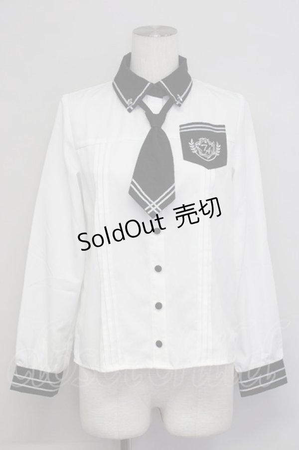 画像1: To Alice / TAポリスブラウス  黒Ｘ白 T-25-01-10-005-LO-BL-HD-ZT358 (1)