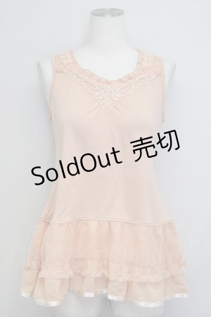 画像: axes femme / フロントパールレースタンク  ピンク T-25-01-10-009-AX-TO-HD-ZT358