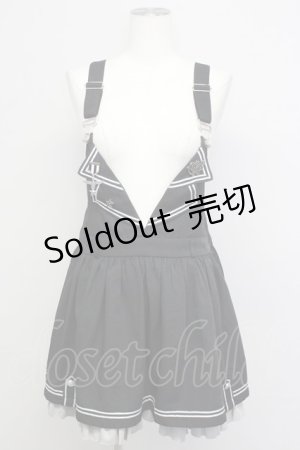 画像: To Alice / TAポリスサロペットジャンパースカート  黒Ｘ白Ｘシルバー T-25-01-10-015-LO-OP-HD-ZT358