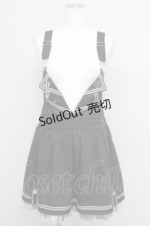 画像1: To Alice / TAポリスサロペットジャンパースカート  黒Ｘ白Ｘシルバー T-25-01-10-015-LO-OP-HD-ZT358 (1)