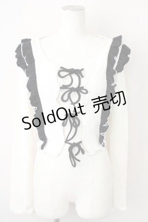 画像: lilLilly / バイカラーフリルリボントップス  白Ｘ黒 T-25-01-12-001-LO-TO-SA-ZI