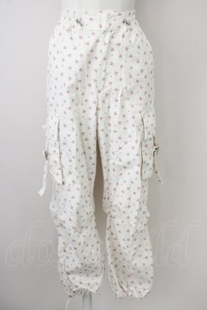 画像: lilLilly / フラワーカーゴパンツ  白 T-25-01-12-030-LO-PA-SA-ZI