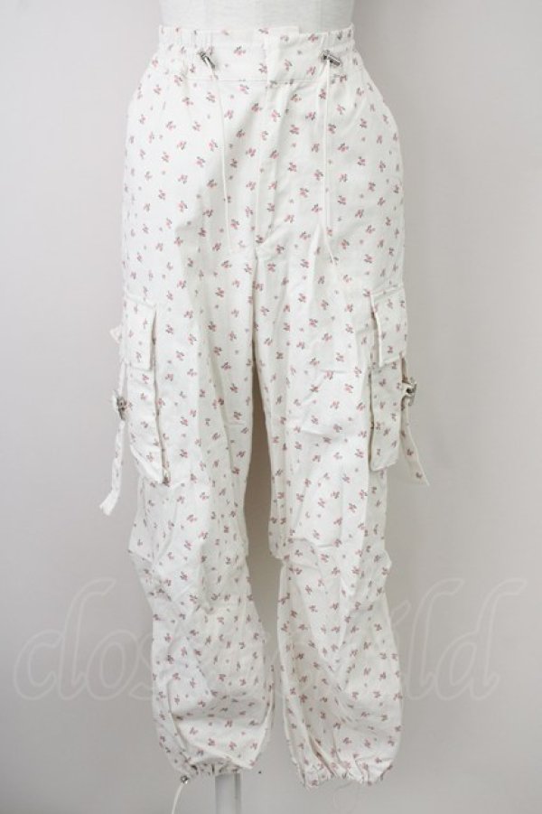 画像1: lilLilly / フラワーカーゴパンツ  白 T-25-01-12-030-LO-PA-SA-ZT447 (1)