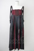 画像1: Ozz oneste / 和柄コルセット風袴パンツ  ブラック×ボルドー T-25-01-12-032-OO-PA-SA-ZI (1)