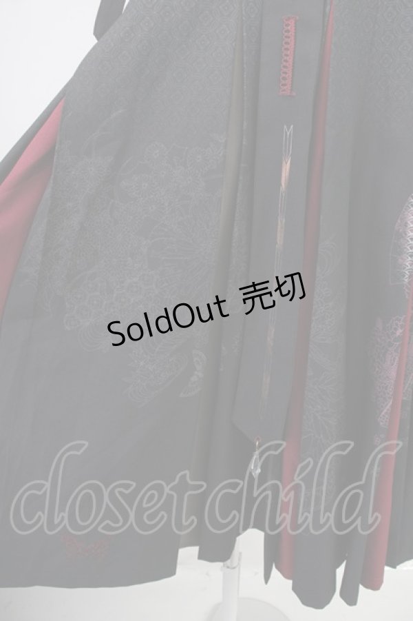 画像5: Ozz oneste / 和柄コルセット風袴パンツ  ブラック×ボルドー T-25-01-12-032-OO-PA-SA-ZI (5)