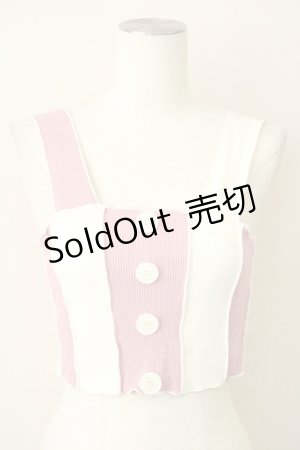 画像: lilLilly / リボンストライプカラーニットキャミトップス  ピンクＸ白 T-25-01-12-009-LO-TO-SA-ZI
