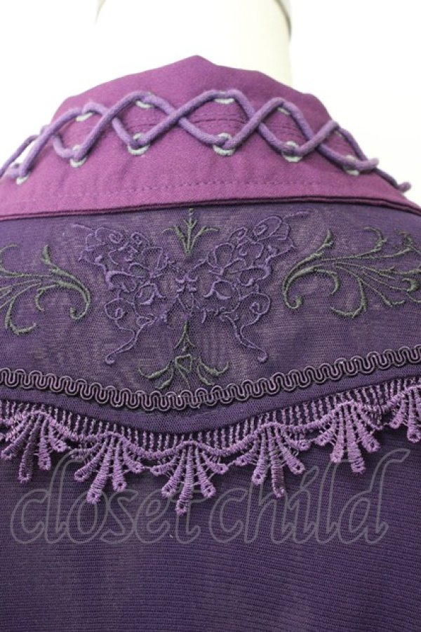 画像10: Ozz oneste / ウエストベルトデザインシースルーロングカーディガン  パープル T-25-01-15-022-OO-TO-SA-ZI (10)