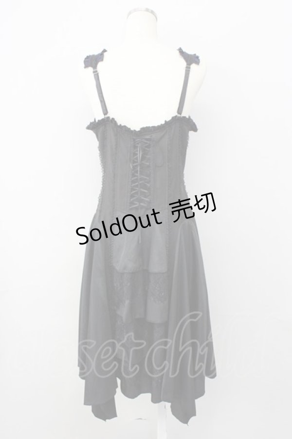 画像2: Ozz oneste / フロント編み上げジャンパースカート  黒 T-25-01-15-029-OO-OP-SA-ZI (2)