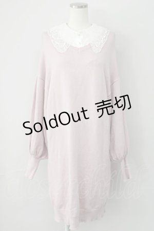 画像: 【SALE】axes femme POETIQUE / 付け襟ニットワンピース  ピンク T-25-01-15-013-AX-OP-SA-ZT496