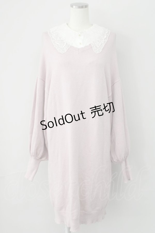 画像1: 【SALE】axes femme POETIQUE / 付け襟ニットワンピース  ピンク T-25-01-15-013-AX-OP-SA-ZT496 (1)